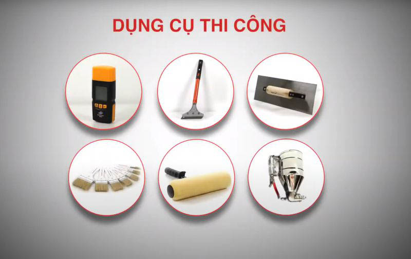 chuẩn bị dụng cụ thi công